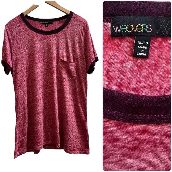 Weavers Women’s Burnout Crew Neck Ringer Tee Shirt Size XL - Picture 1 of 11